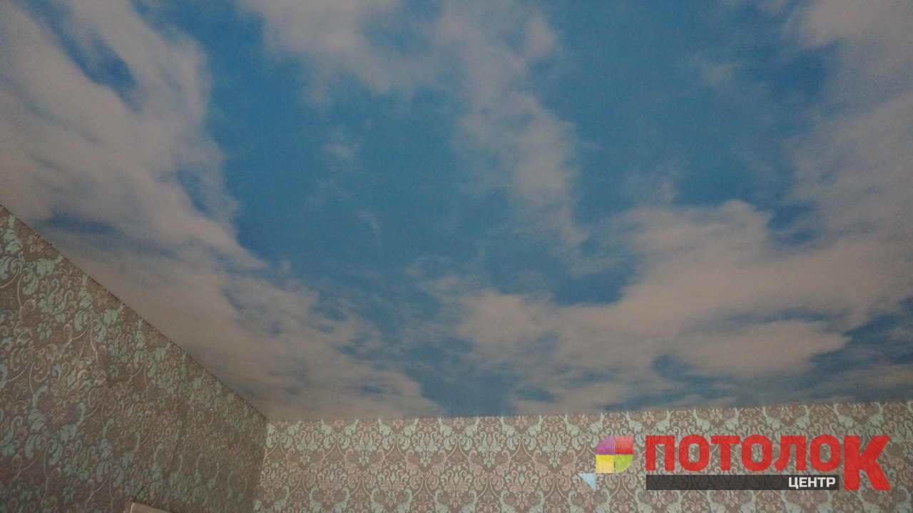 Натяжной потолок небо с облаками портфолио компании Потолок Центр